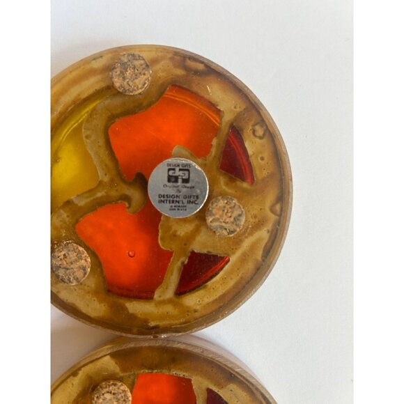 Vintage MCM Lucite Coaster Set of 4 Beachy Seagulls Cottage Barware - Picture 3 of 5